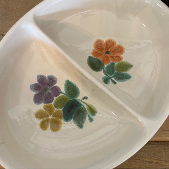 Vintage 1970s Franciscan Floral Earthware Divided Oval Dish And Covered Bowl - Picture 5 of 7